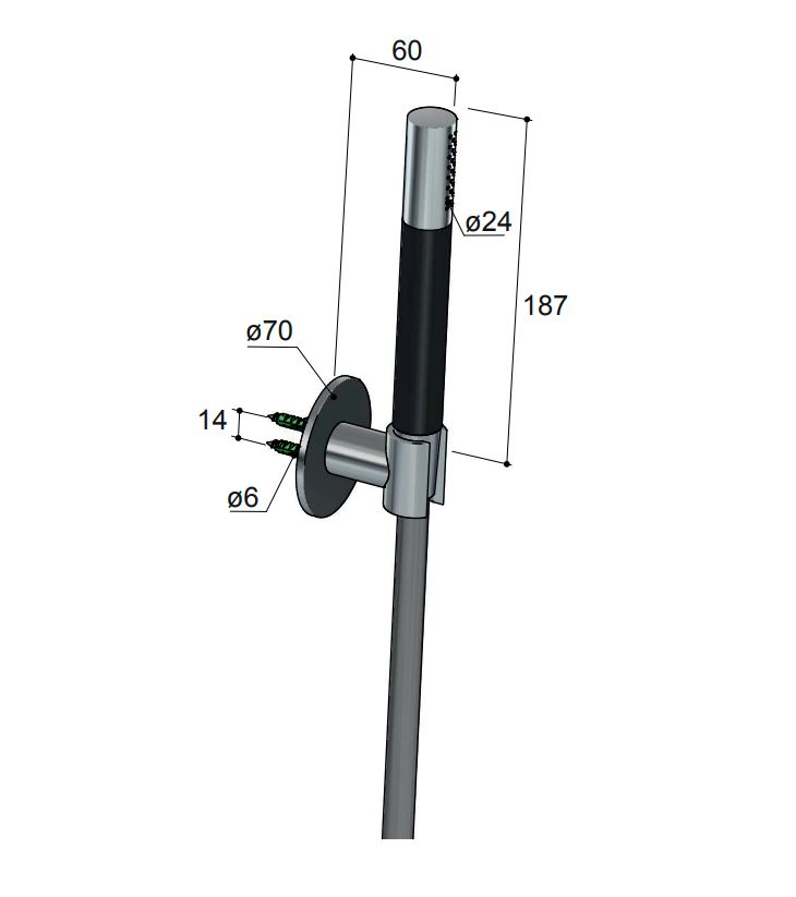 Hotbath Cobber Staaf Handdouche Geborsteld Nikkel M443