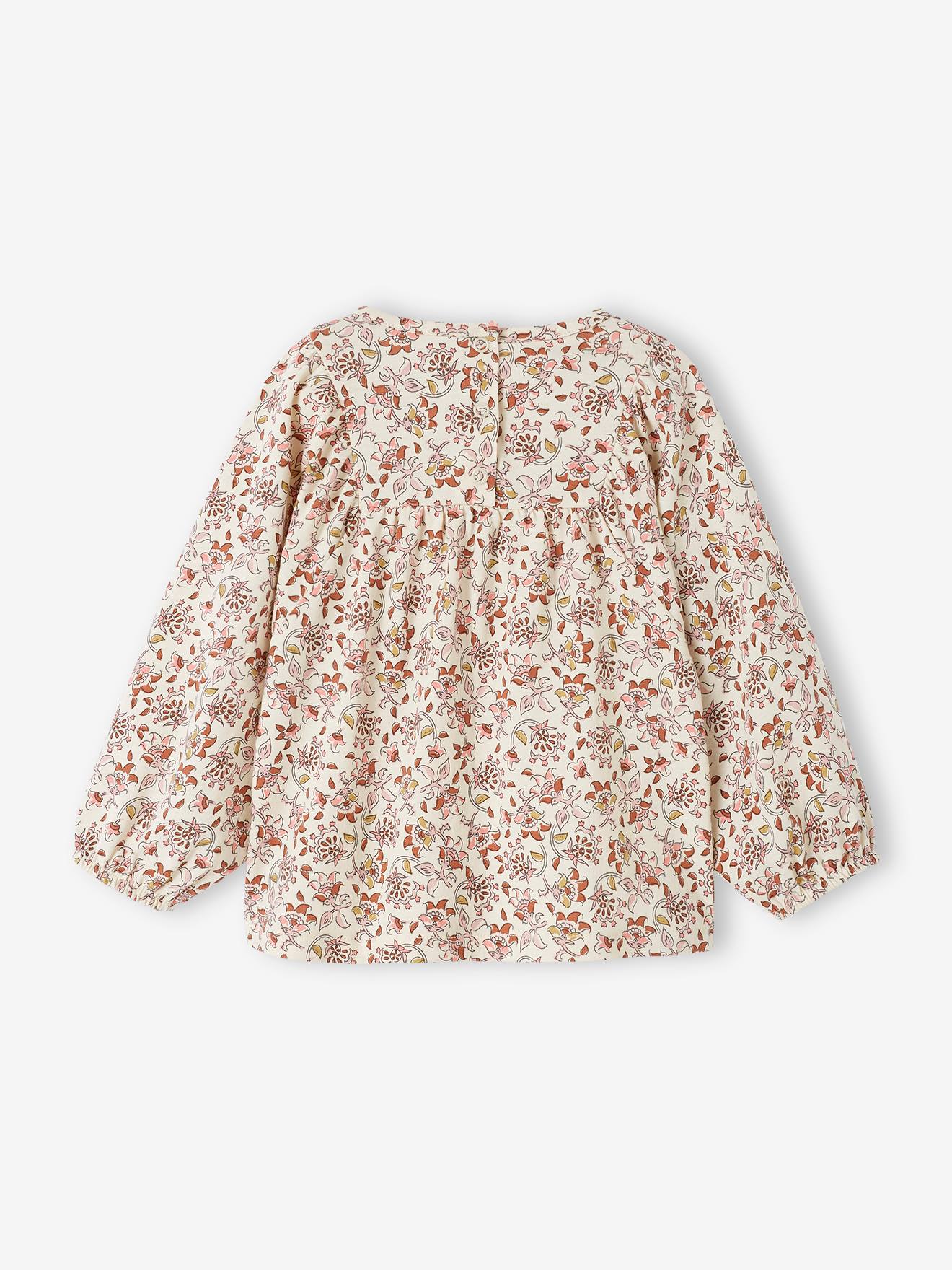 Camiseta de manga comprida estampada para bebê, cor off-white