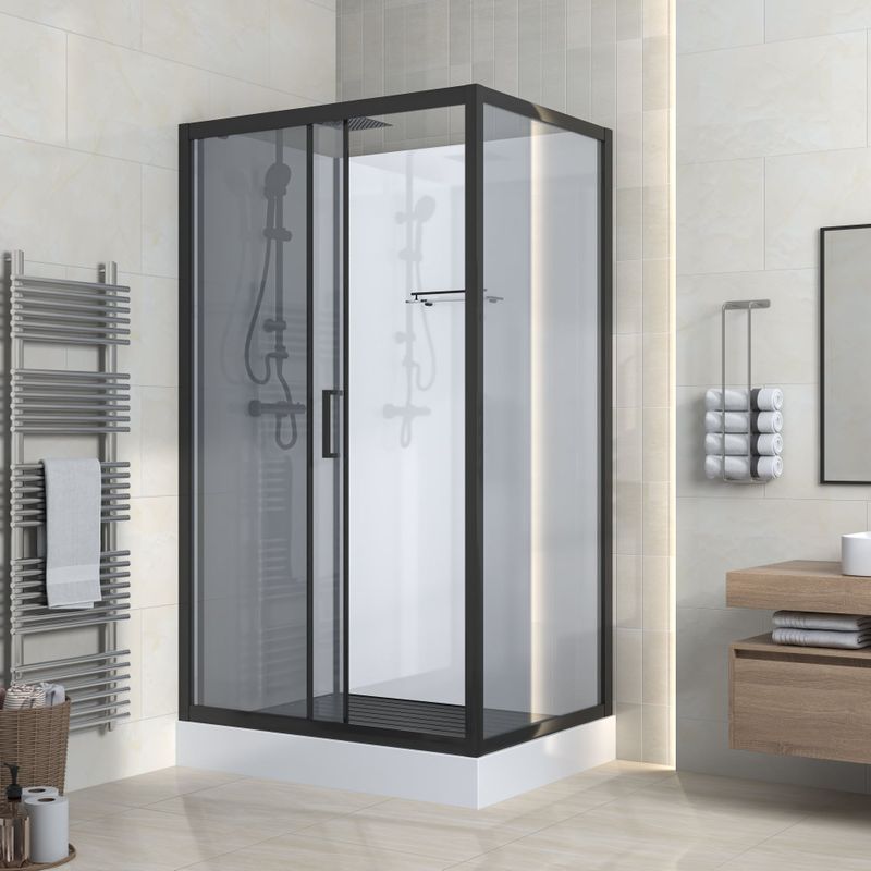 Sanigoods - Bowie - Douchecabine - Zwart Mat - Rookglas - 110x80cm
