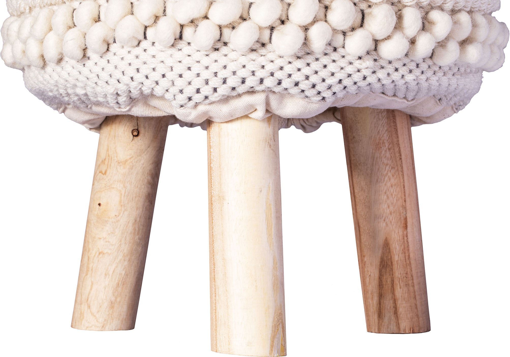 Kayoom Sitzhocker »Hocker Bohist 325, charaktergebende Strukturen mit Fransen und Quasten« 1 Stk. tlg. handgefertigtes Unikat, Boho-Style, gut kombinierbar