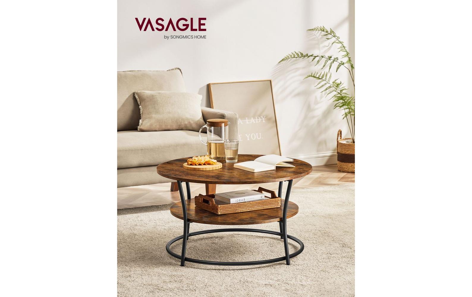 Couchtisch 80 x 46.5 cm, Braun/Schwarz<br>Runder Wohnzimmertisch
