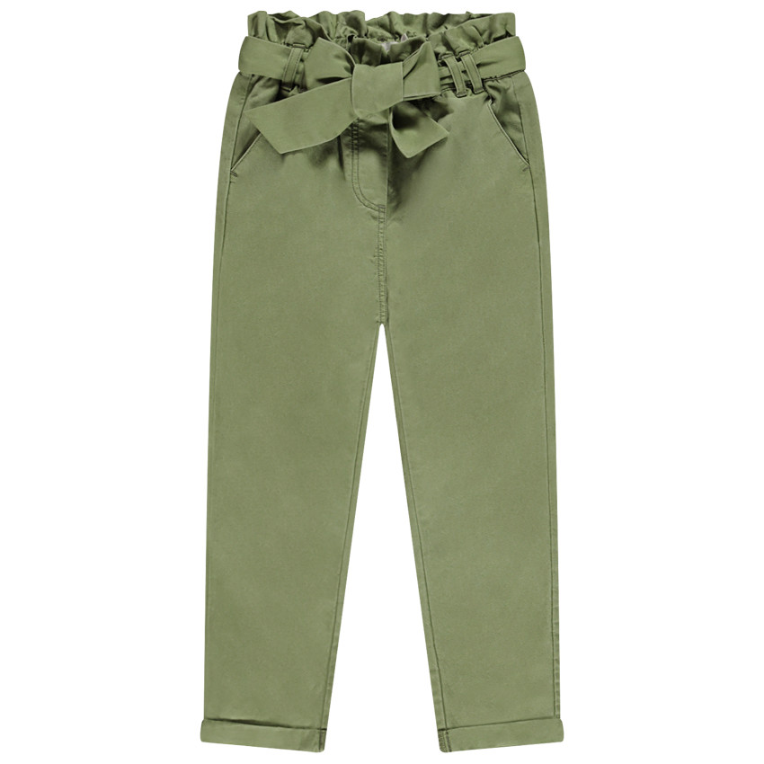 Pantalon paperbag avec ceinture à nouer pour fille