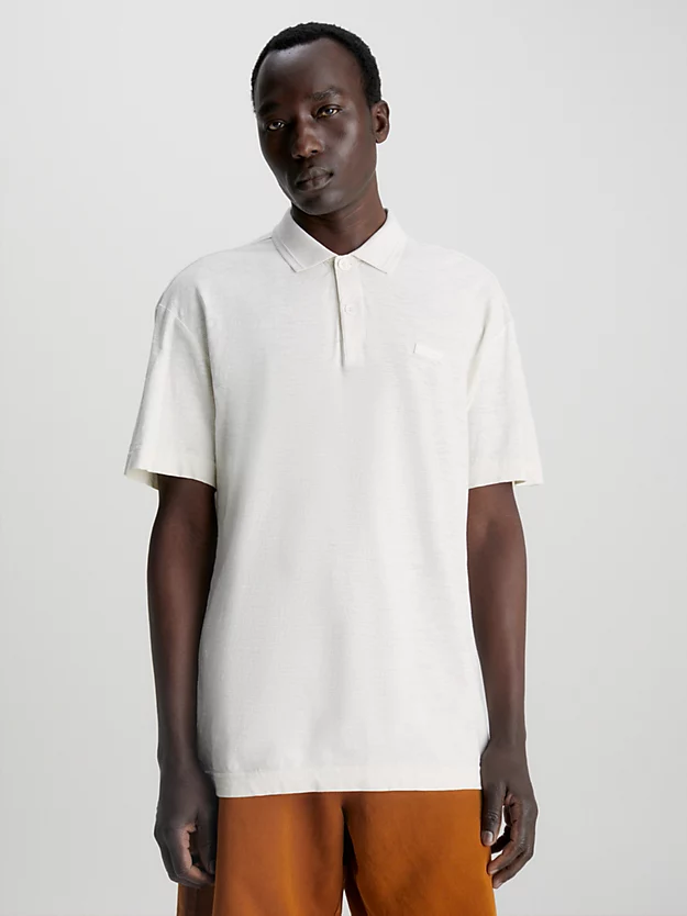 Camisa polo em mistura de linho