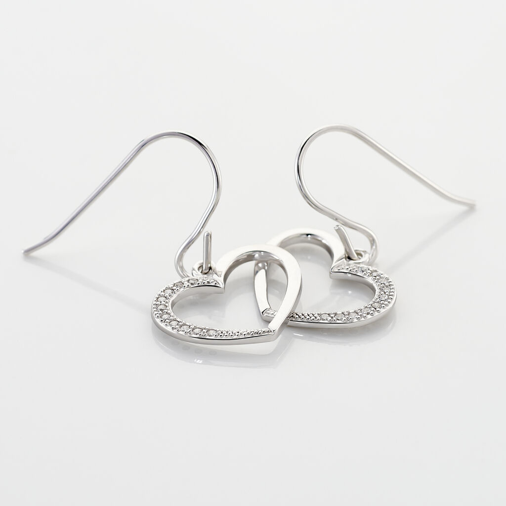 Boucles D'oreilles Pendantes Oflaz Argent Blanc Oxyde De Zirconium
