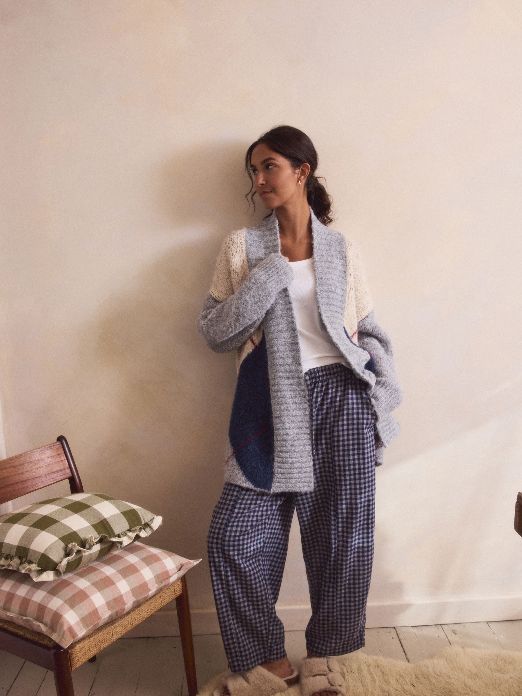 Blauw - Wrap Tie Cardigan