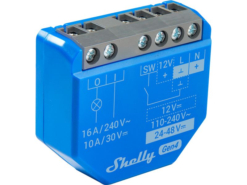 Shelly WLAN-Schaltaktor Plus 1 Gen4 WiFi-Switch Blau, 16 A Wi-Fi-gesteuerter, intelligenter Schalter