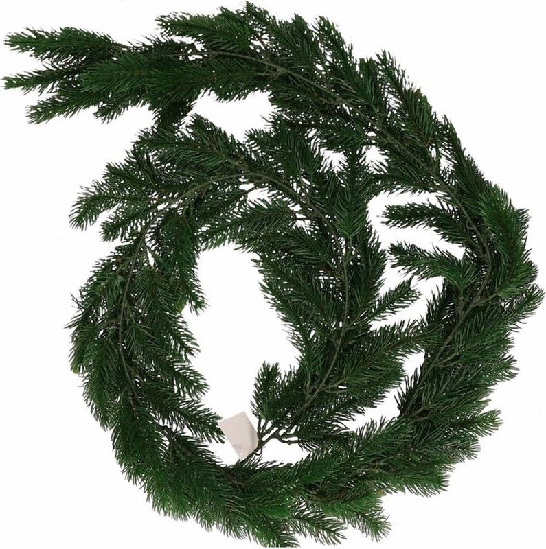 1x Kerstguirlande donkergroen 180 cm - Dennen takken slingers