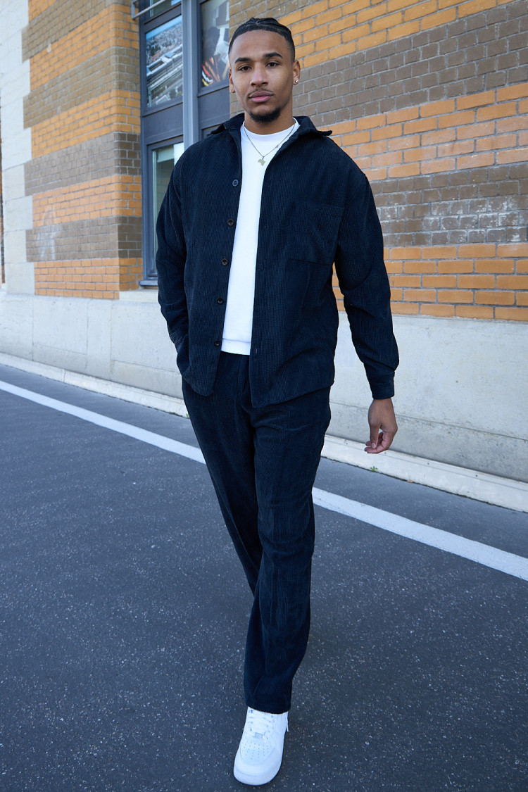 Ensemble chemise + pantalon large noir