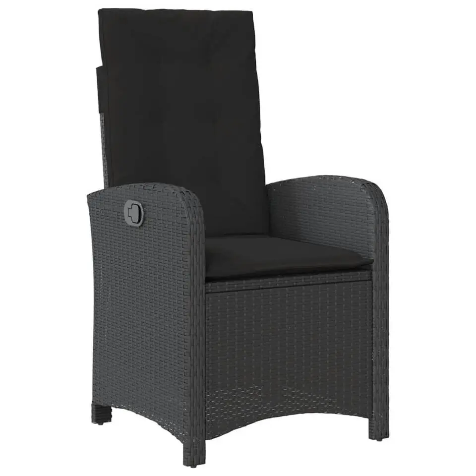 vidaXL - Verstelbare tuinstoel - Kussens - Zwart - Poly rattan - 2 stuks