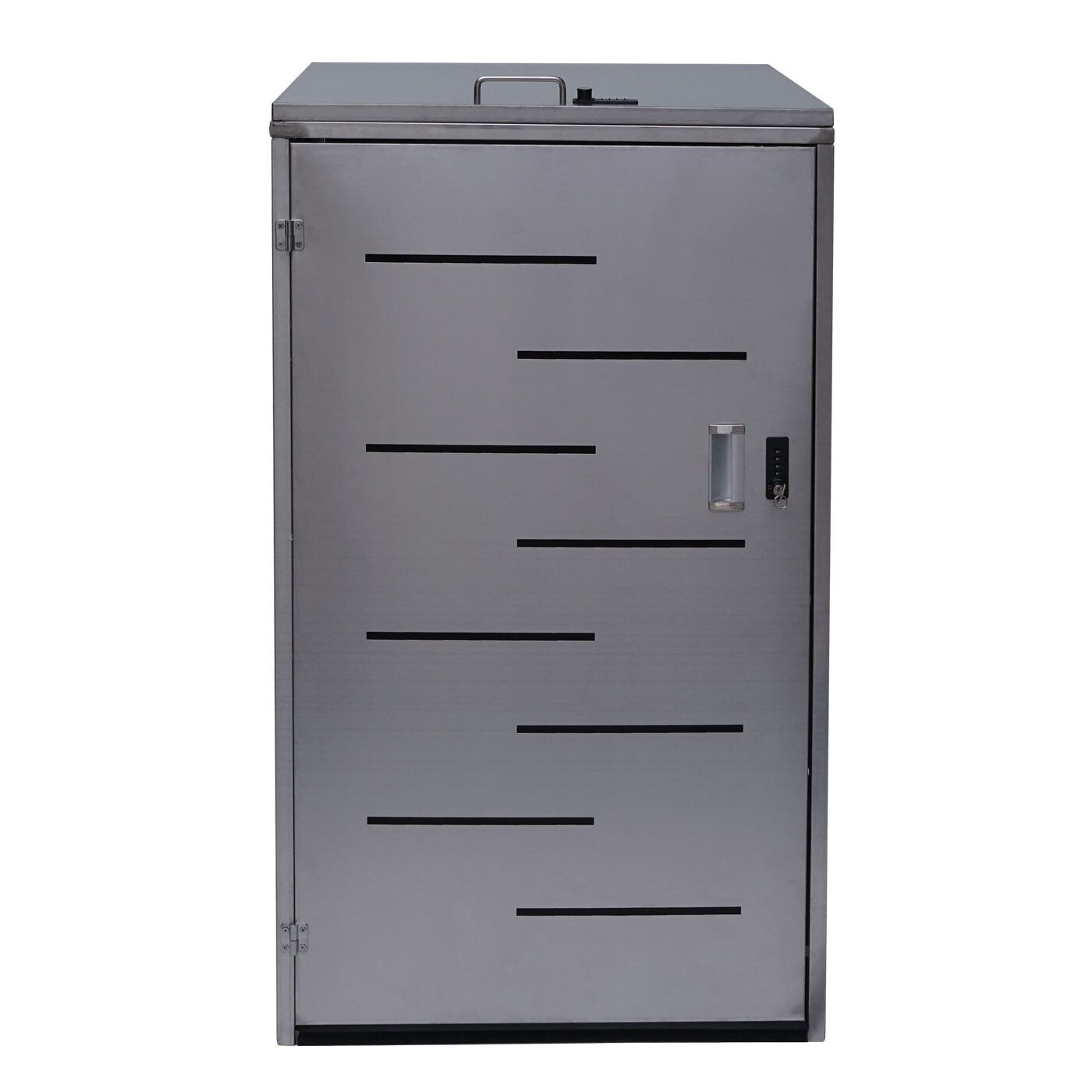 XL 1er-/2er-Mülltonnenverkleidung MCW-E83, Mülltonnenbox, erweiterbar 116x71x98cm ~ Edelstahl 35kg