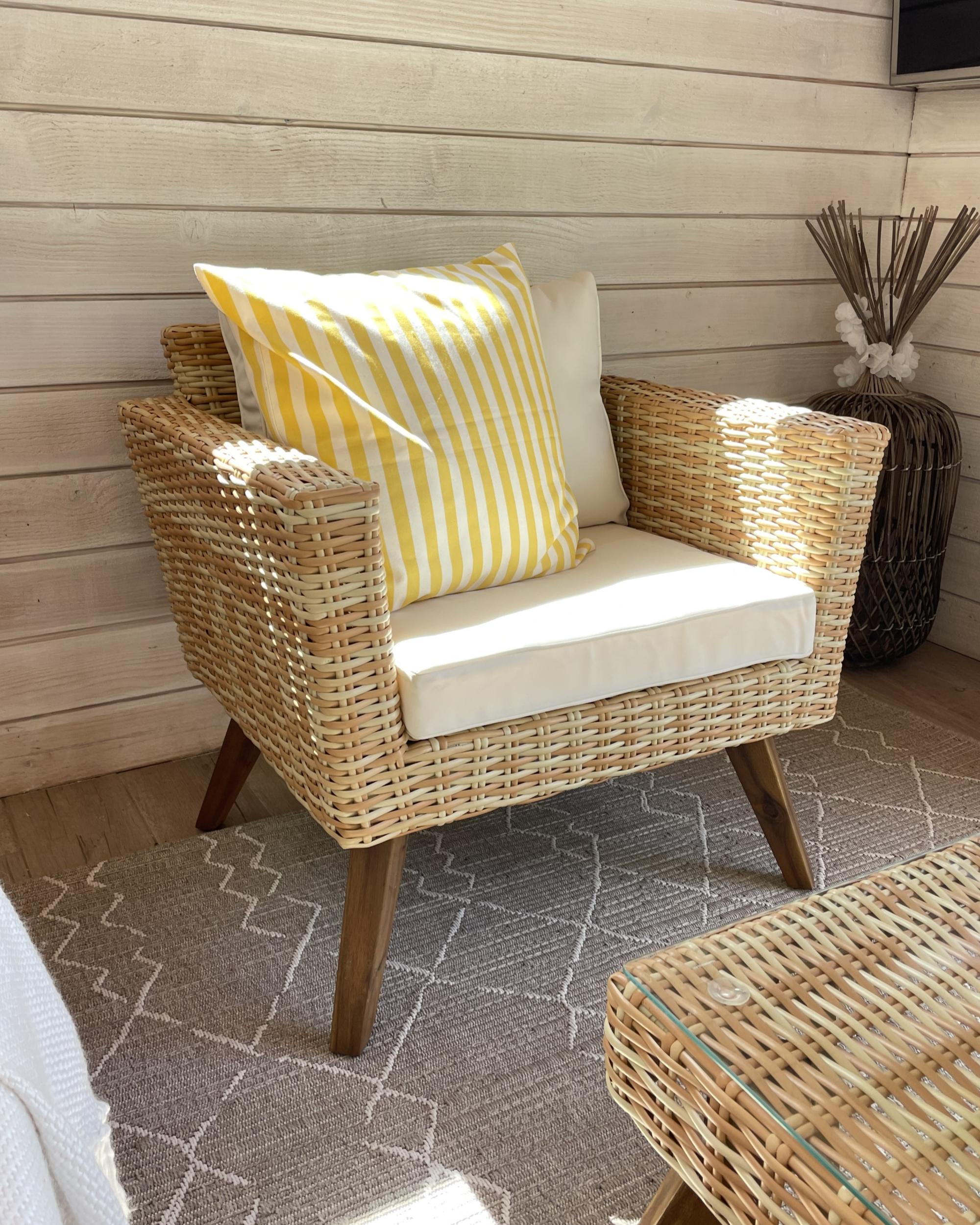 Loungeset met tafel 5-zits VITTORIA XL PE rotan Gebroken wit