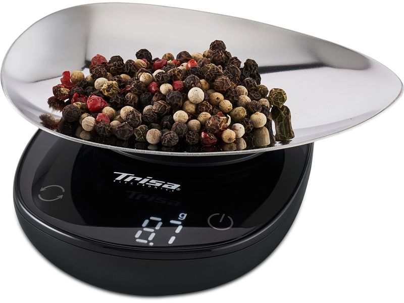 Trisa Küchenwaage Flavour Scale Schwarz Handliche Mini-Waage zum Mitnehmen
