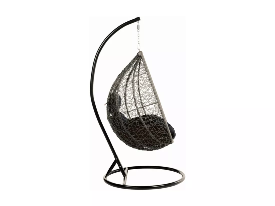 HOME DELUXE - Chaise suspendue Cielo - noir, hauteur 200 cm - avec housse de pluie, cadre, coussins d'assise et de dossier I chaise suspendue en polyrotin balançoire de jardin panier suspendu
