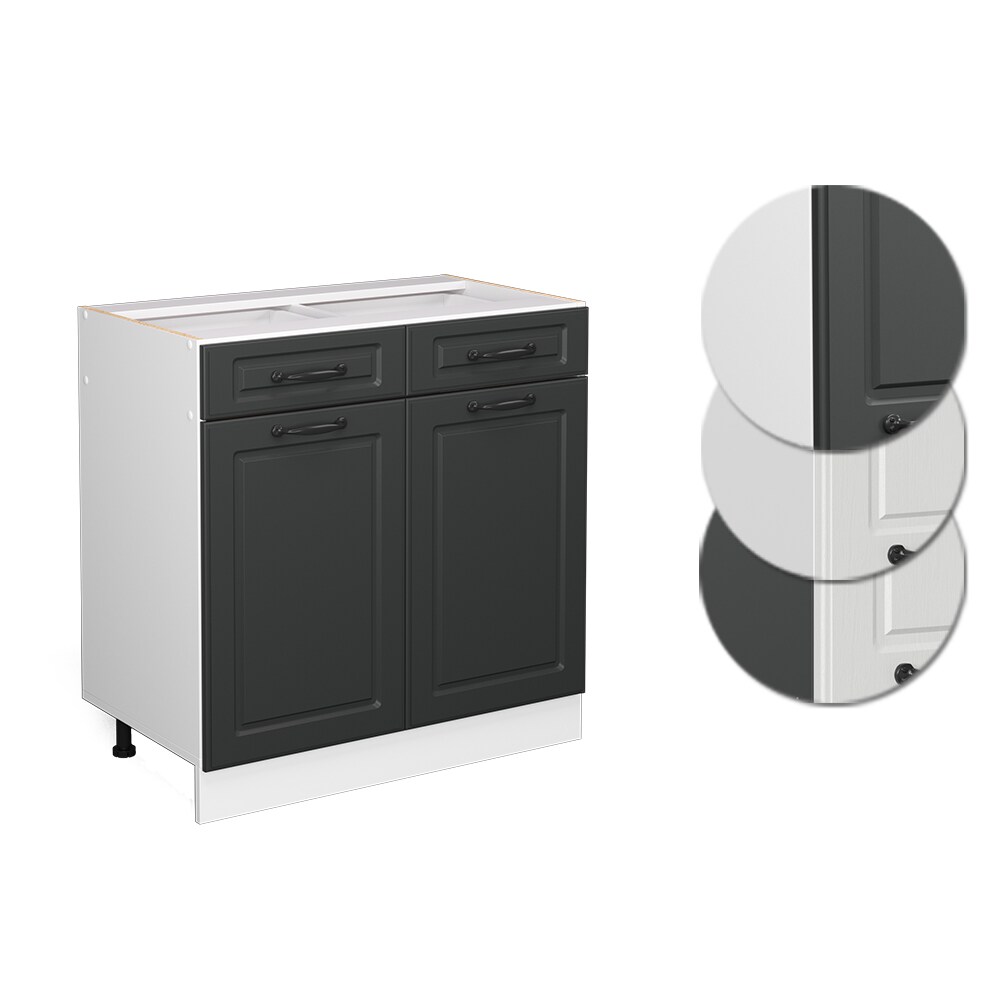 Vicco Schubunterschrank Küchenschrank Küchenzeile Landhaus R-Line 80 cm Weiß-Anthrazit