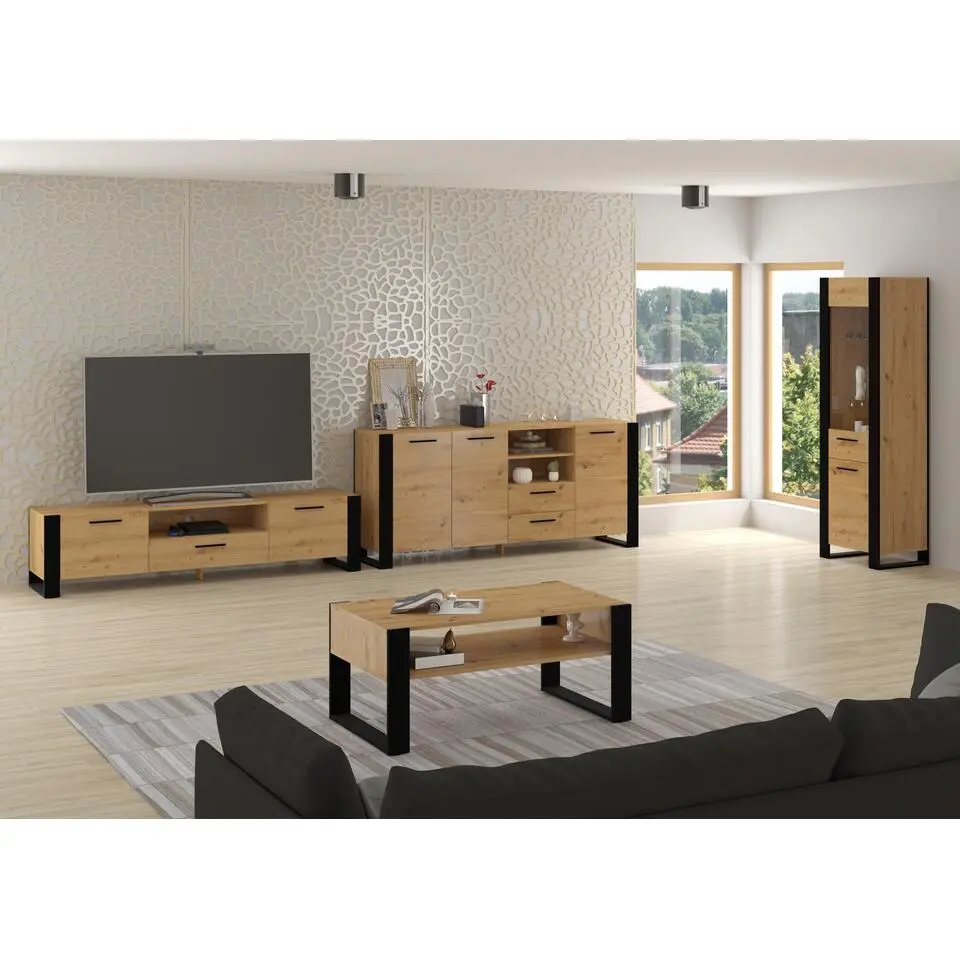 NUKA TV meubel ladekast 200 cm eiken artisan