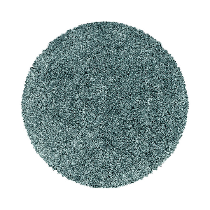 Rond hoogpolig vloerkleed - Softy Blauw/Groen | Lekker warm