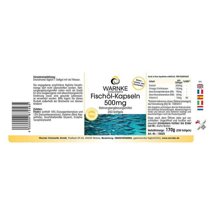 Fischöl Kapseln 500 mg, 250 St