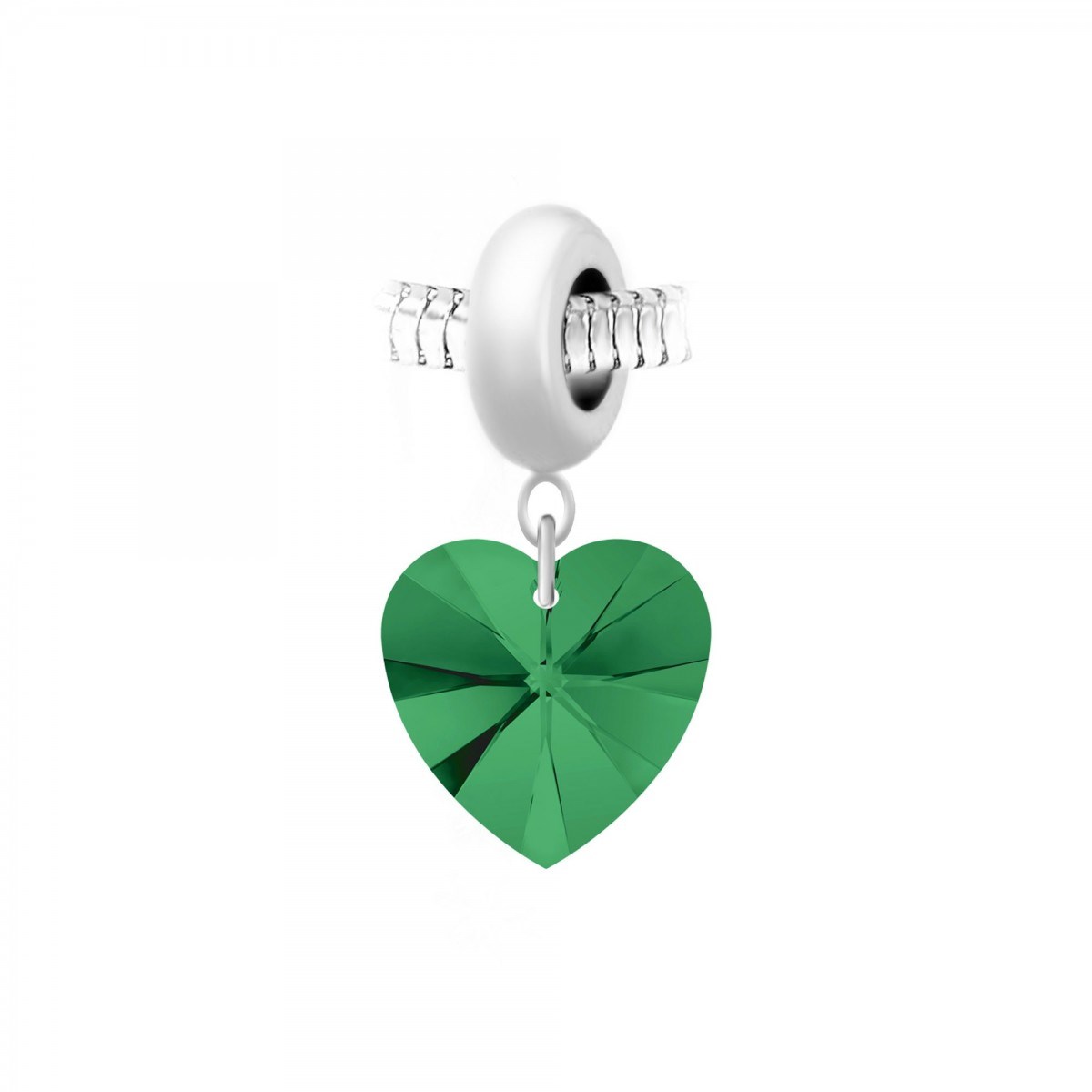 Charm perle en acier et coeur SC Crystal orné de Cristaux scintillants