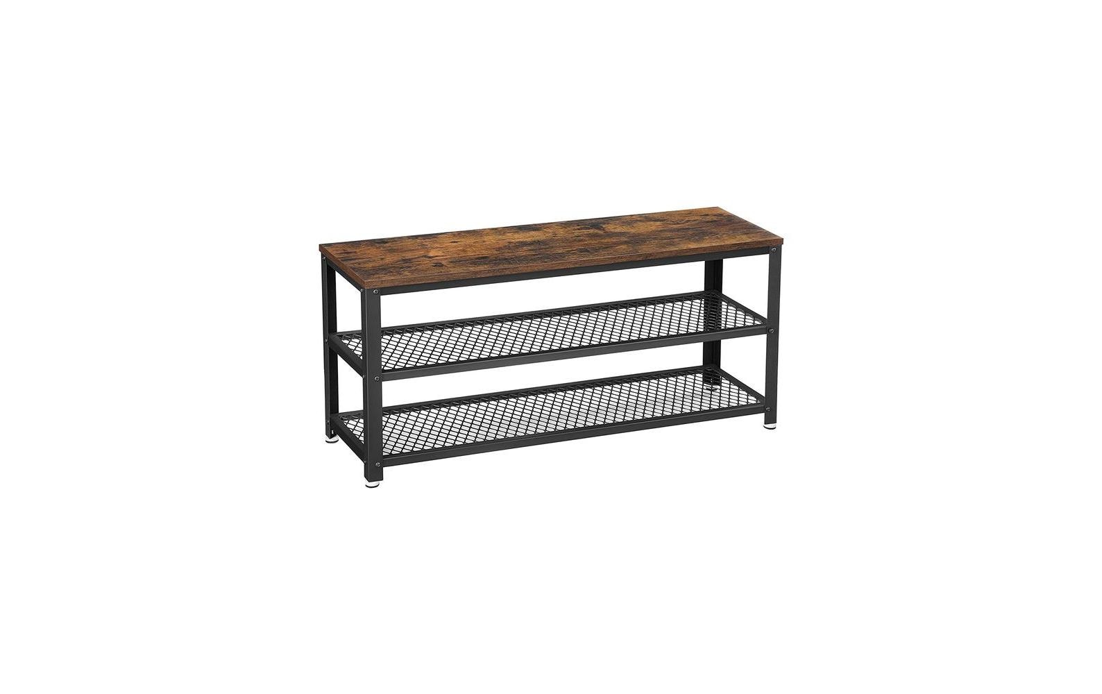 Schuhregal 100 cm x 30 cm, Braun/SchwarzSchuhbank