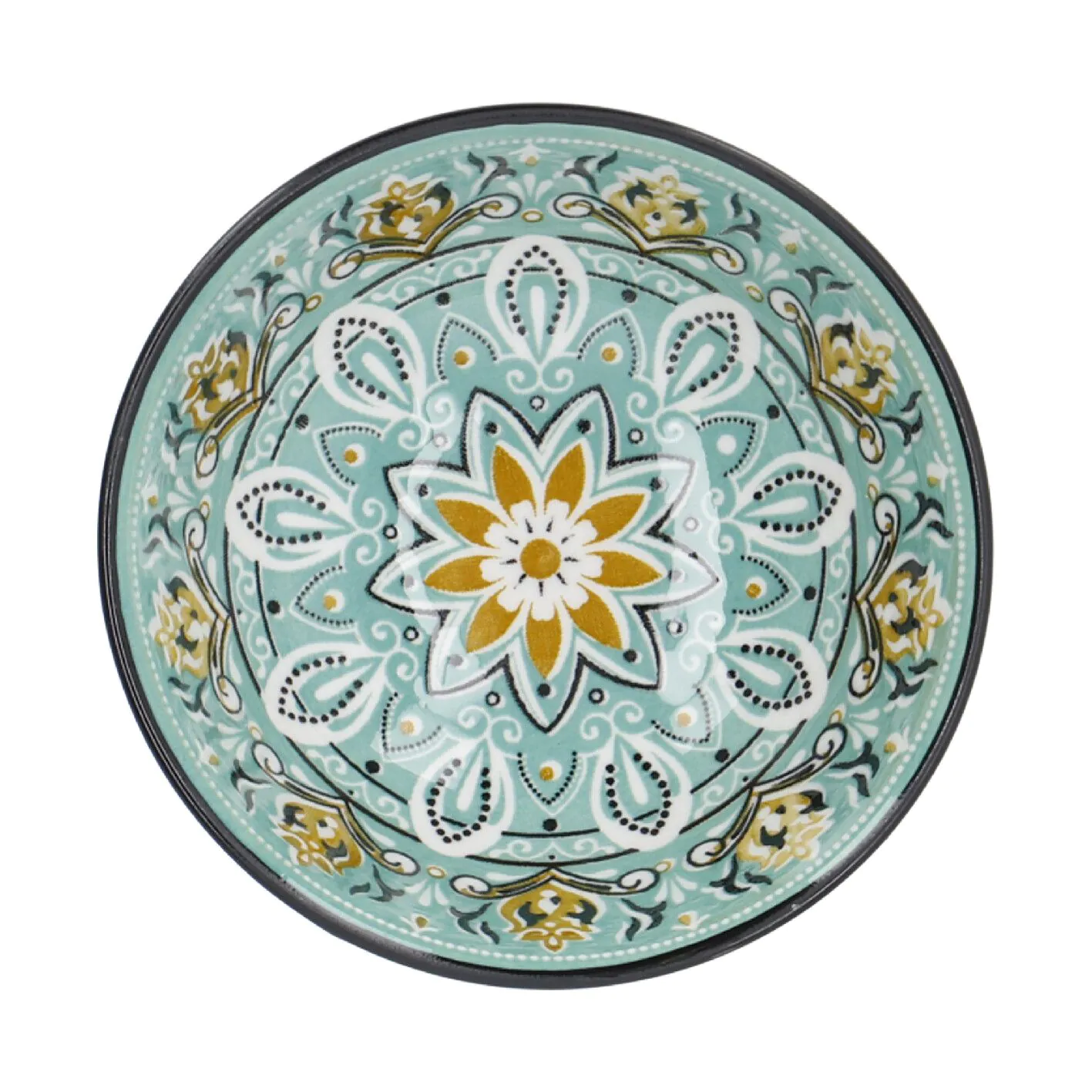 Schale China, hoch, grün/braun, 9.5 cm