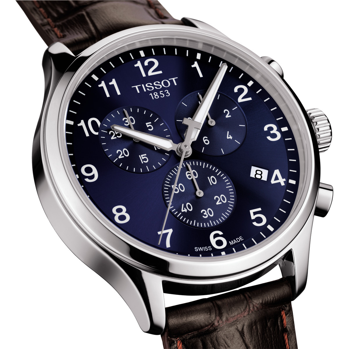 Montre Tissot homme chronographe acier cuir marron