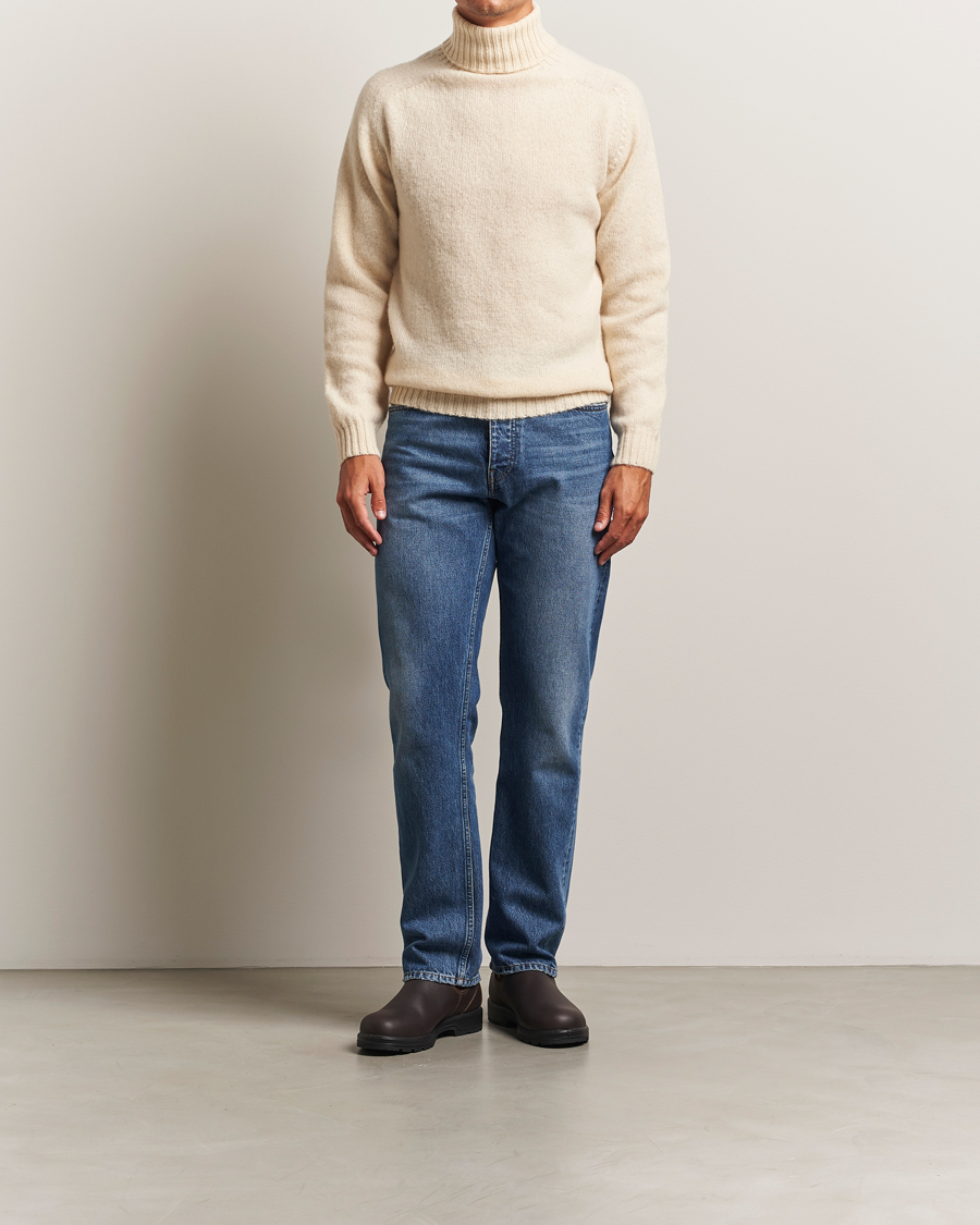 Harley Of Scotland Brushed Supersoft Lambswool Rollneck Vanilla