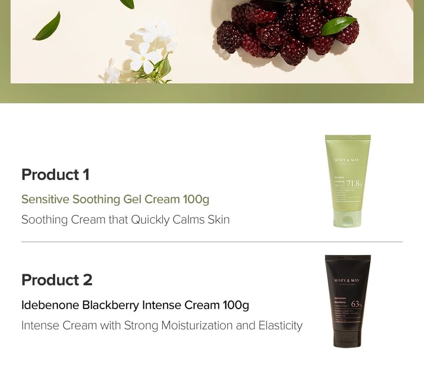 Mary&May - Verzachtende Gelcrème + Idebenone Bramencrème Duoset