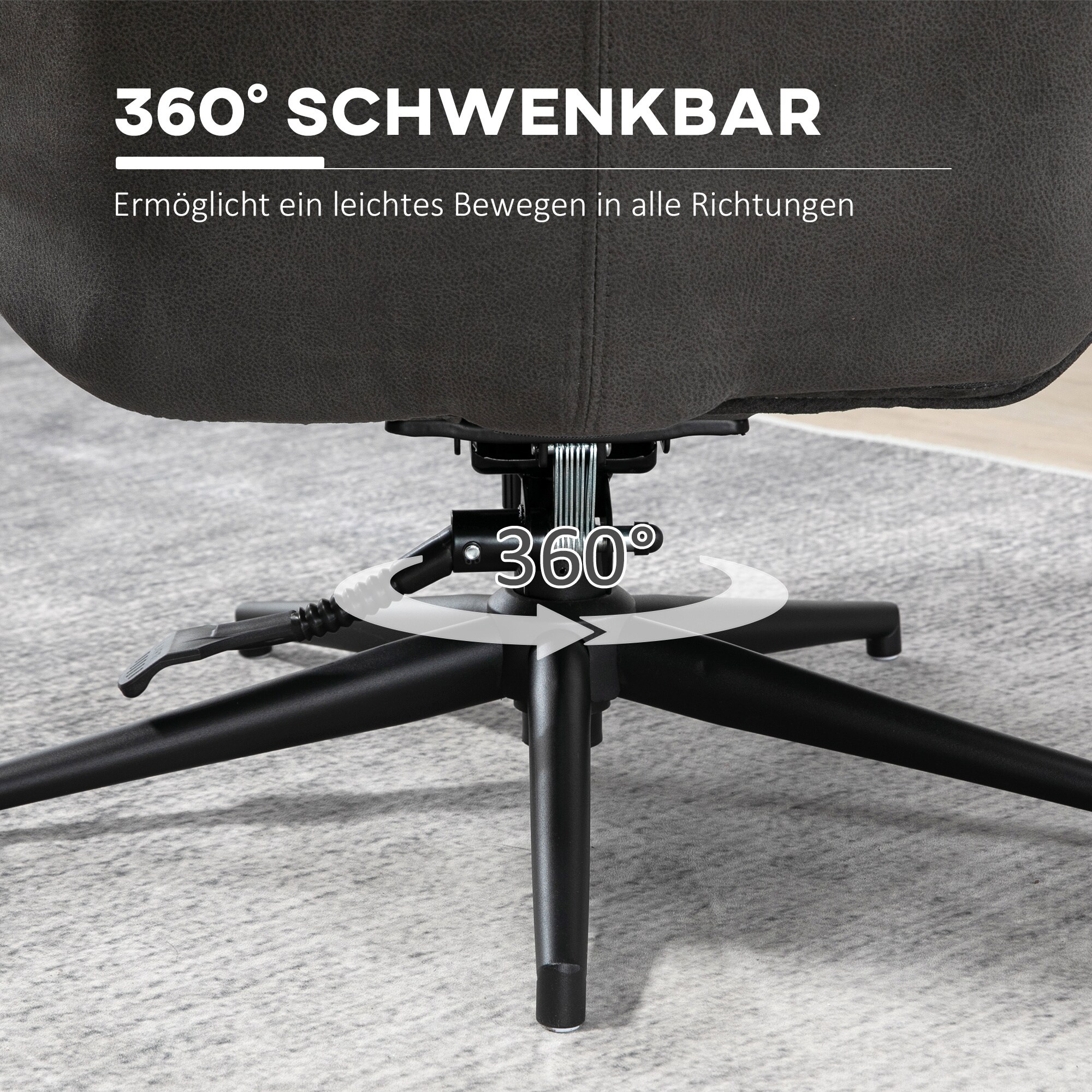 HOMCOM Relaxsessel mit Hocker grau 78L x 91B x 103,5H cm