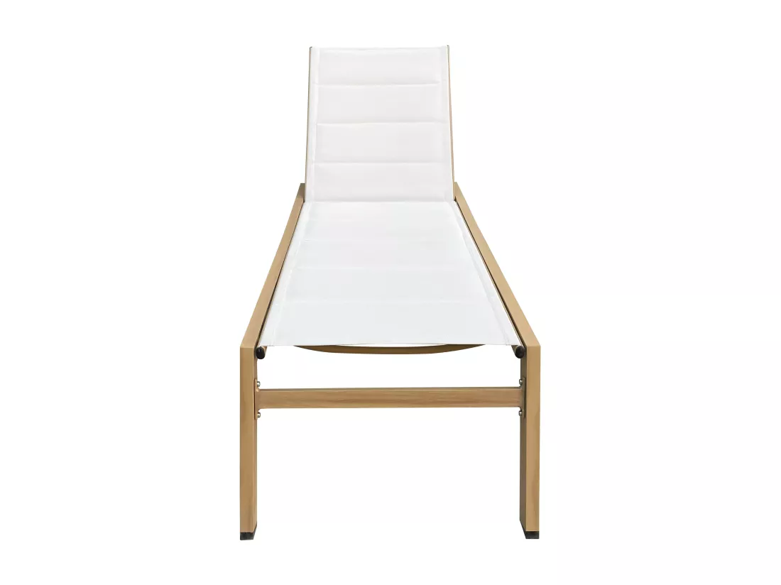 Lot de 2 bains de soleil effet bois inclinable avec roues blanc - Futuna