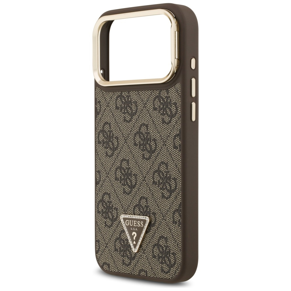iPhone 17 Pro Max MagSafe Leder Hardcase Hülle 4G Triangle Logo & Stand Camera (GUHMP17XPCS4GPTW) - Braun