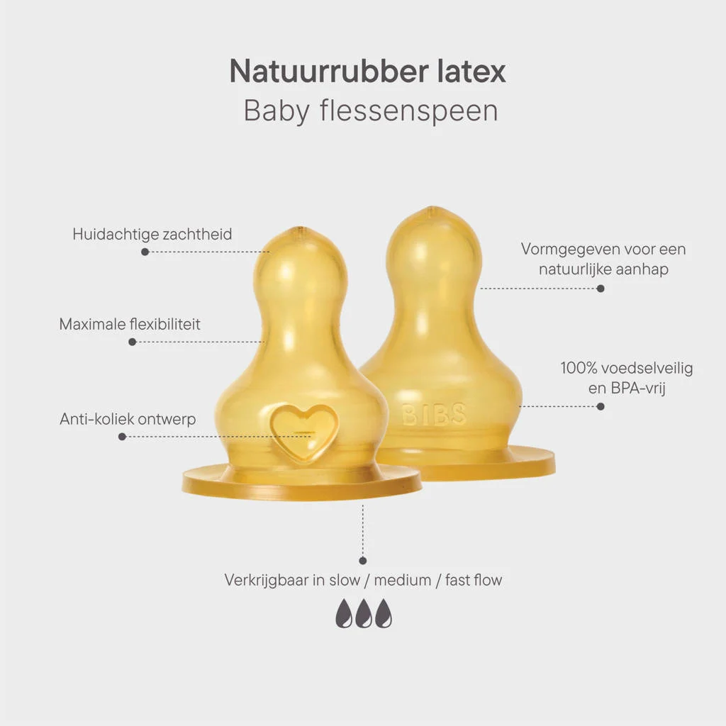 BIBS Glazen Babyfles - 240 ml - Sage - met latex speen en opvouwbare trechtertje