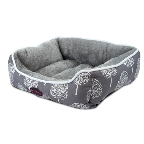 Cama quadrada grande para cães e gatos com estampa de árvores de inverno, 85 x 65 x (A) 28 cm