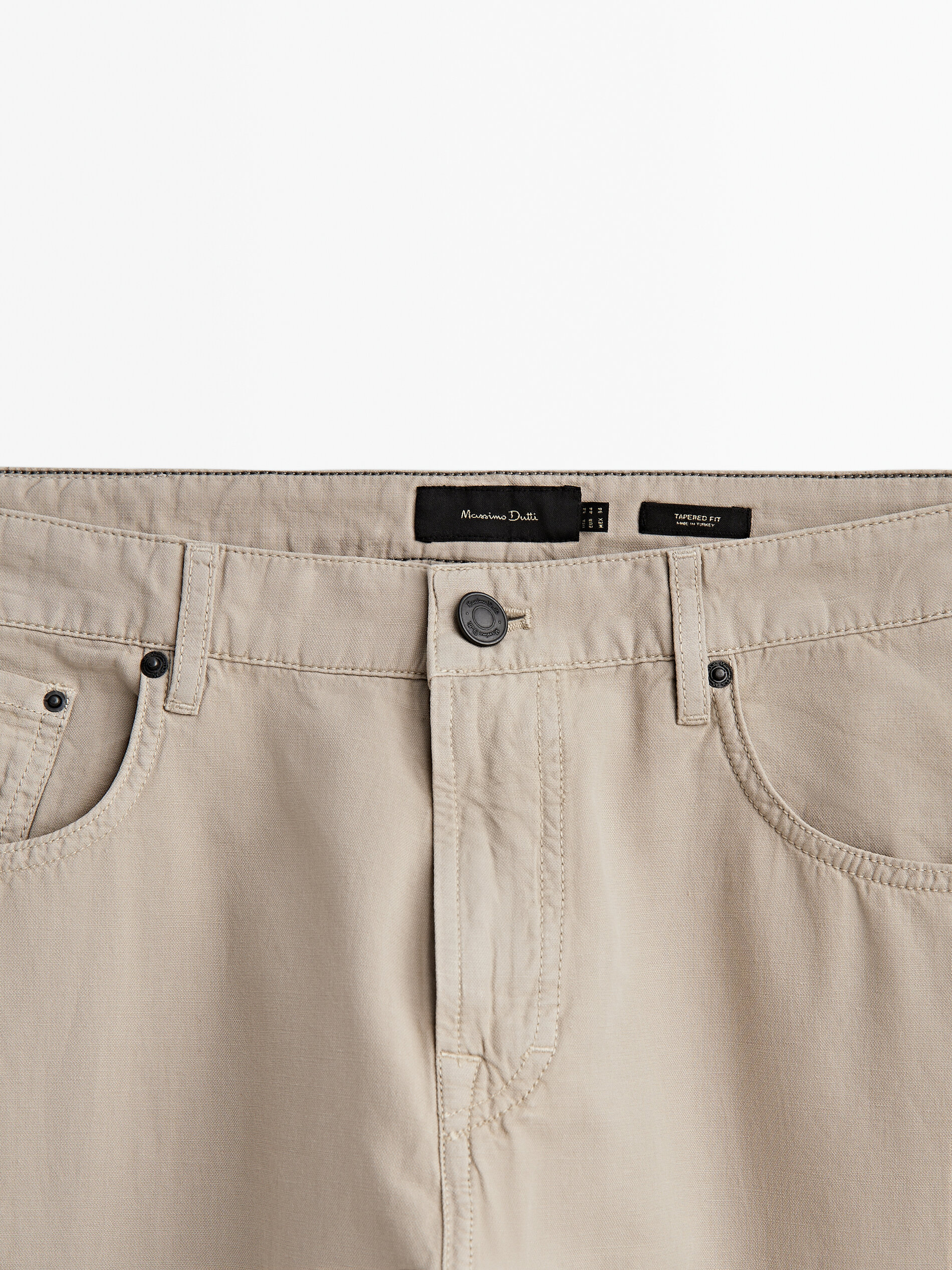 Calça vaquero com corte afunilado - BEGE