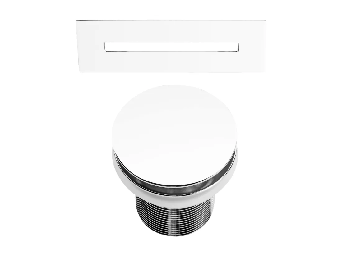 Bonde et cache trop-plein blanc pour baignoire îlot design