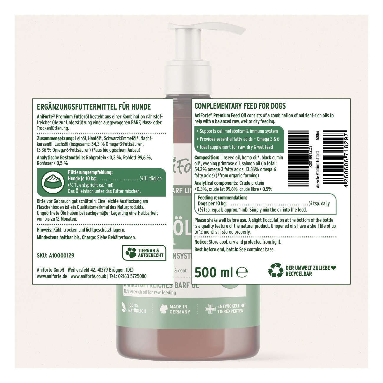 AniForte Futteröl Premium BARF-Line 500ml