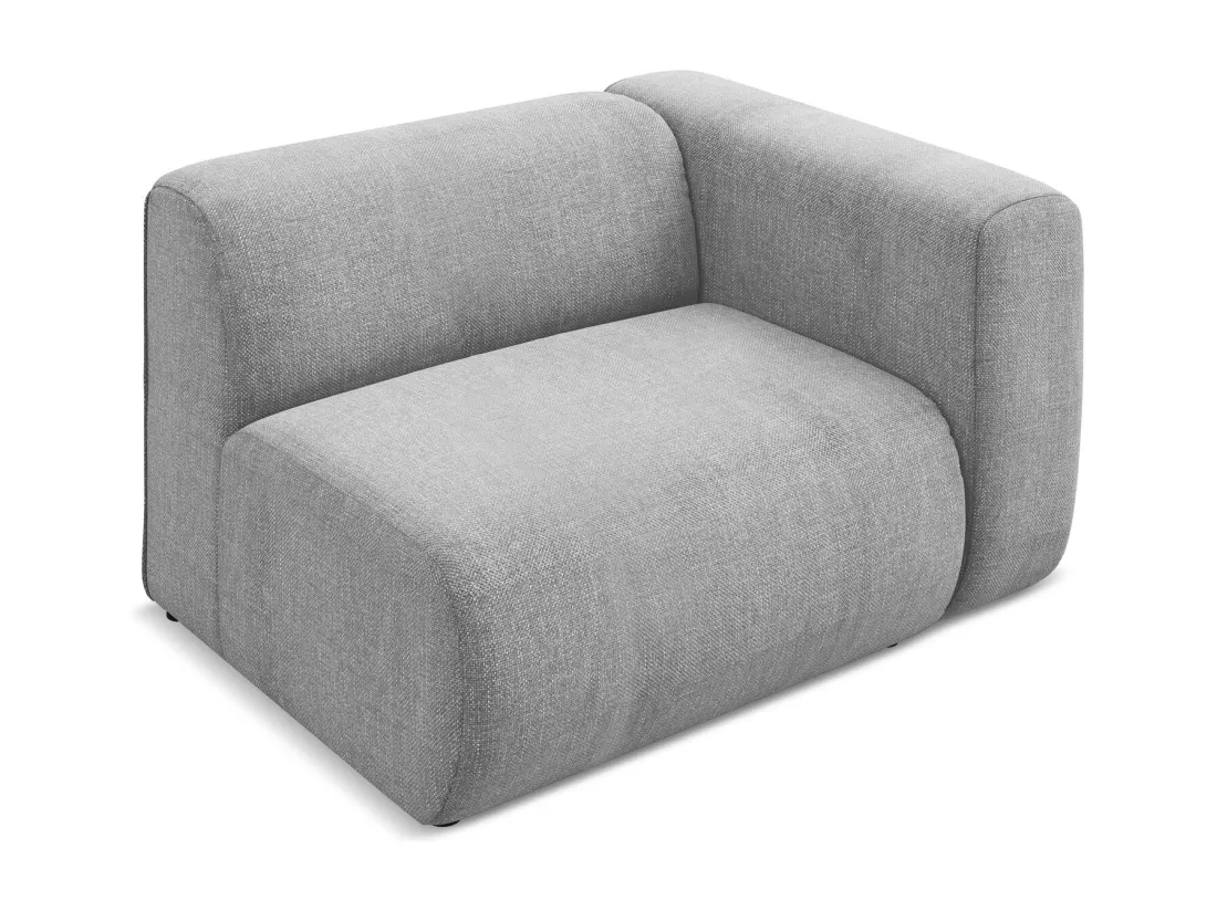 Module avec accoudoirs droit en tissu chenille - gris clair - EKAHI