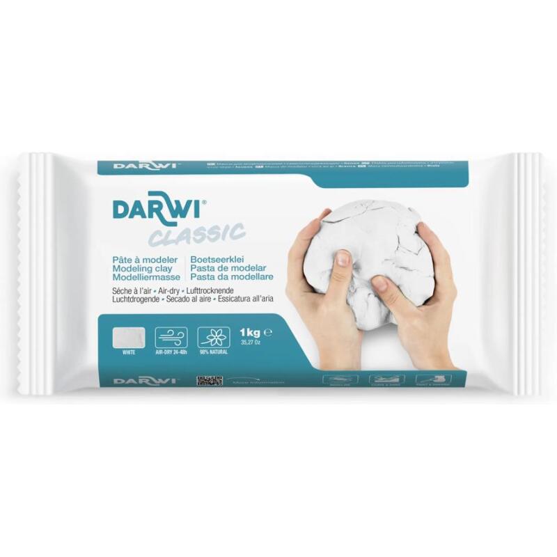 DARWI Pain de 1 kg de pâte auto-durcissante CLASSIC blanche - Blanc