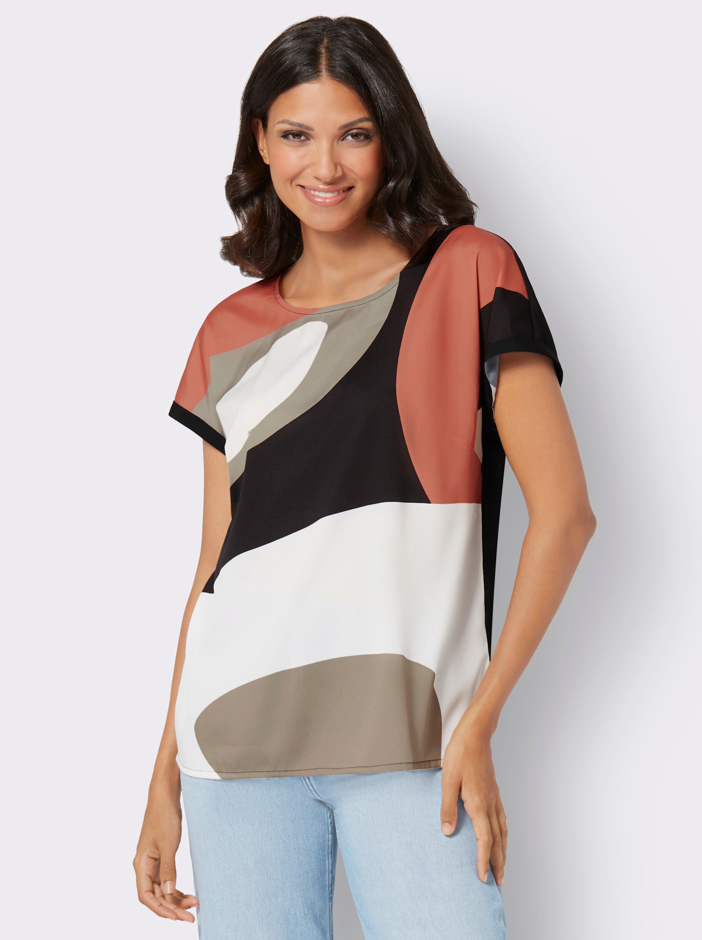 Schlupfbluse mit Grafik-Druck