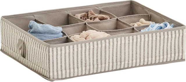 Zeller Present Aufbewahrungsbox »Stripes« 12 Fächer, faltbar, Vlies, beige