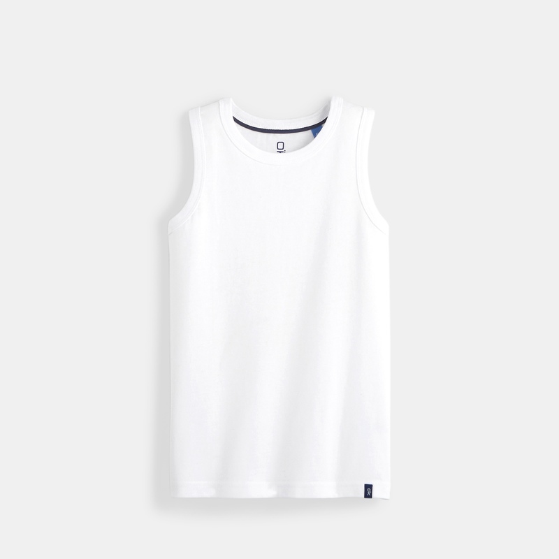 Débardeur uni en coton écoresponsable blanc garçon