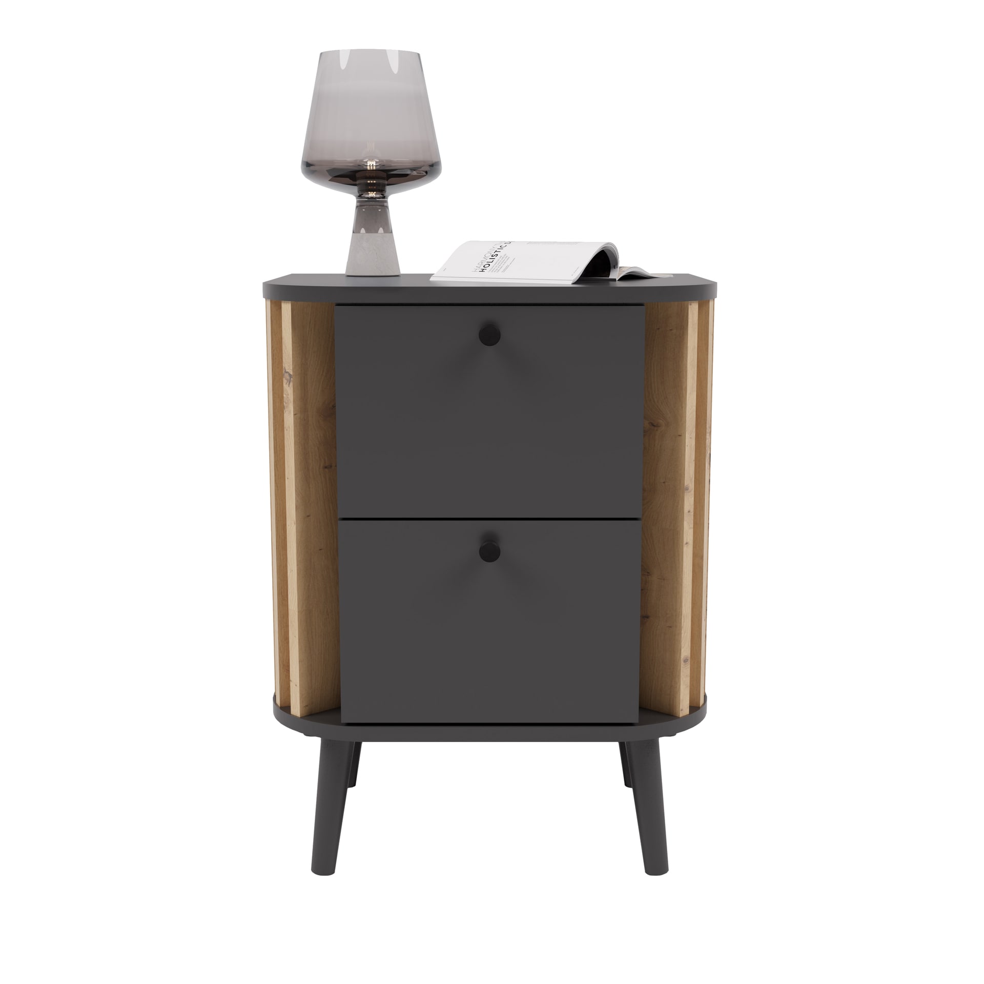 Nachtkommode PURE 45 x 60 cm grau-Dekor/Eiche-Dekor