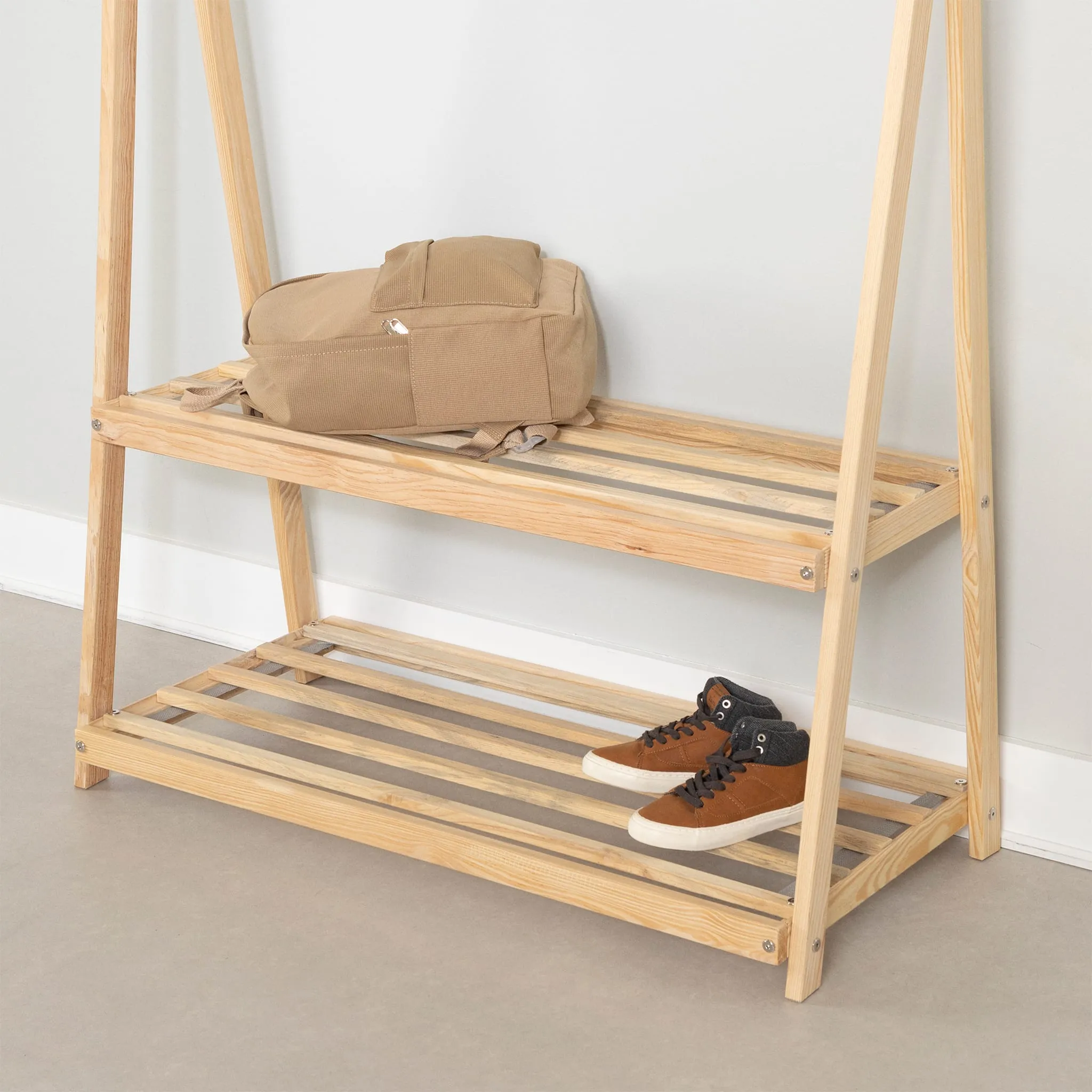 South Shore Garde-robe avec étagères de rangement - Sweedi Naturel et Vert olive