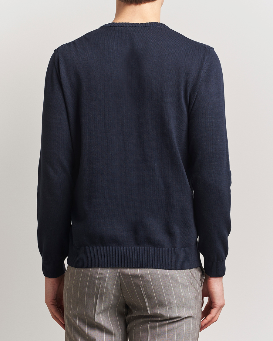 Oscar Jacobson Blake Knitted Cotton Crew Navy