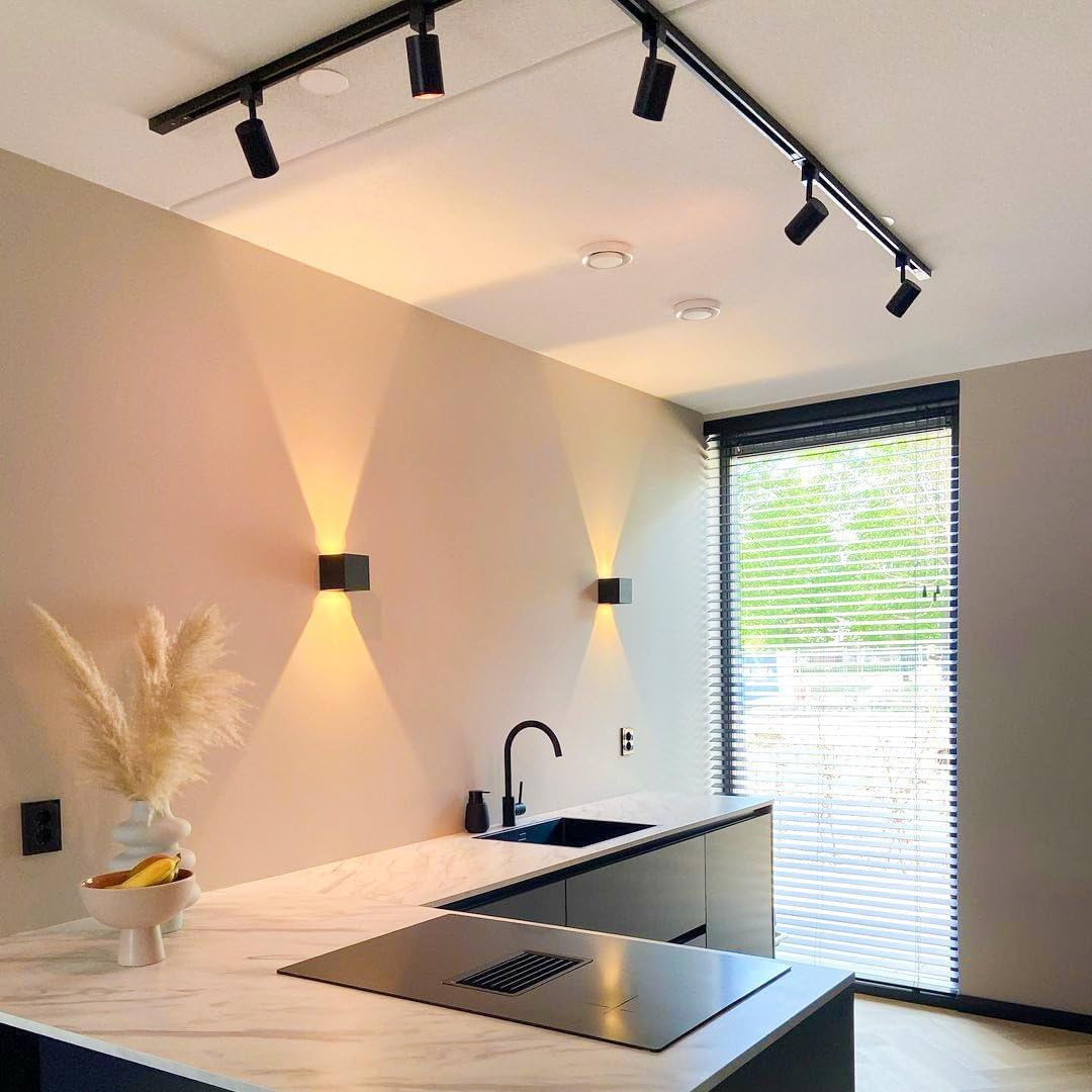 Qub Focus III 1-Phasen Led Schienensystem - 300cm - 5x GU10 Spots - 3x 1m Schienen - L-Form - Deckenstrahler Schwarz - Erweiterbar & flexibel - LED-kompatibel - Modernes Design Spot lampe