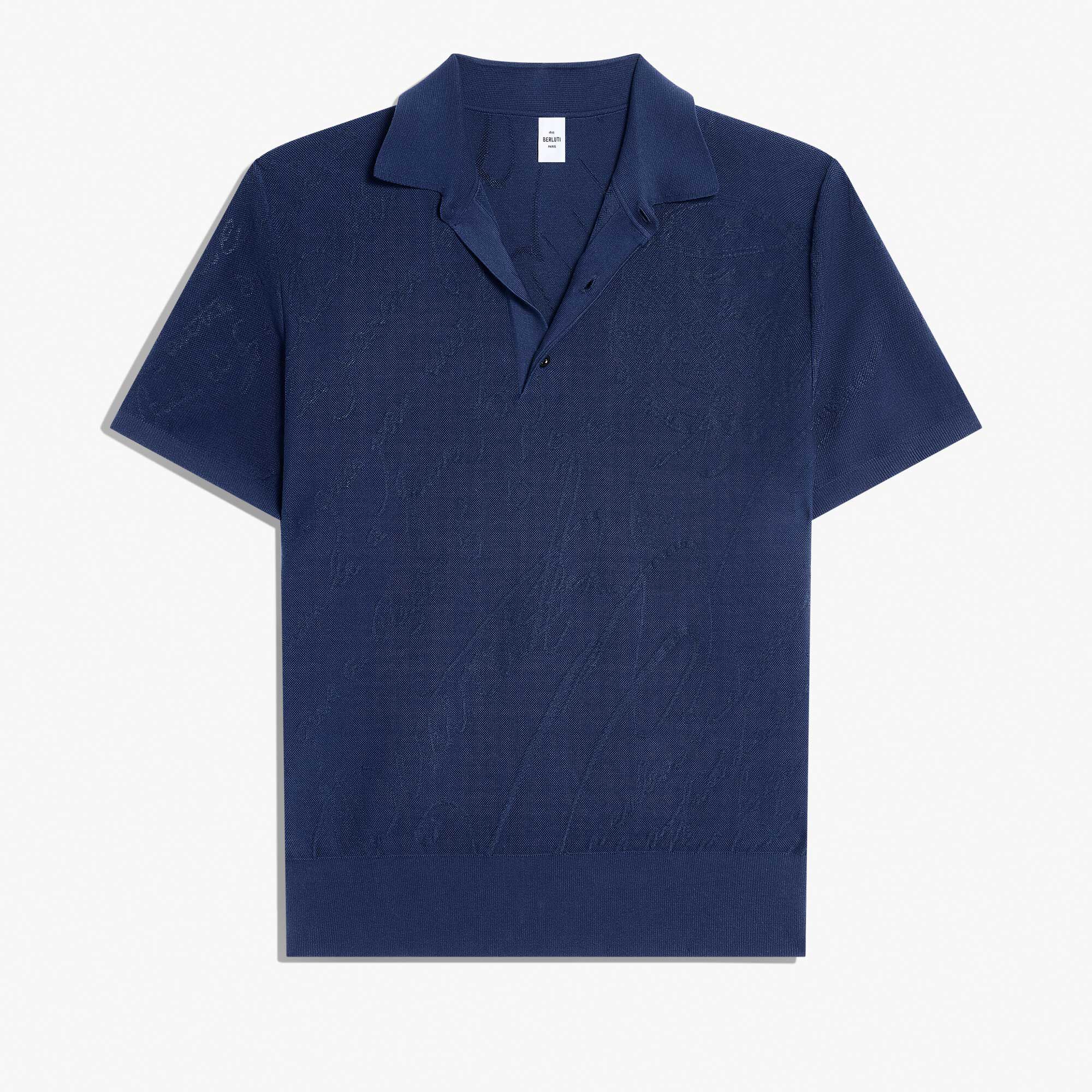 Polo Pique Scritto En Coton Et Soie