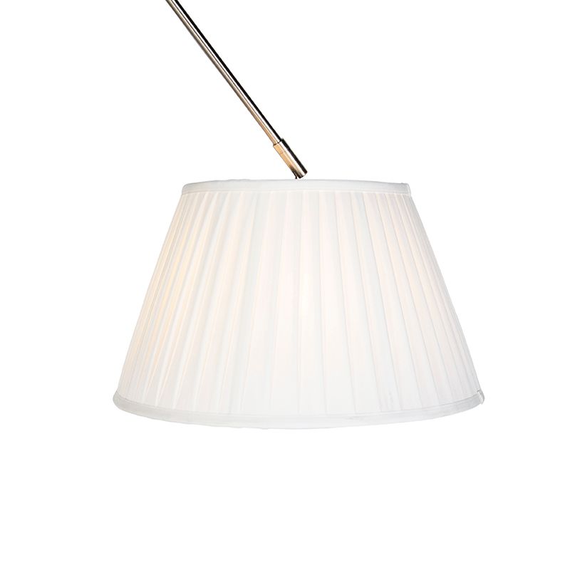 Hanglamp staal met plisse kap crème 35 cm - Blitz