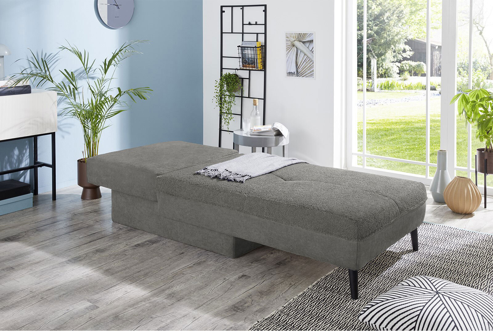 Recamiere Wolli 88x79x154cm Teddyoptik grau