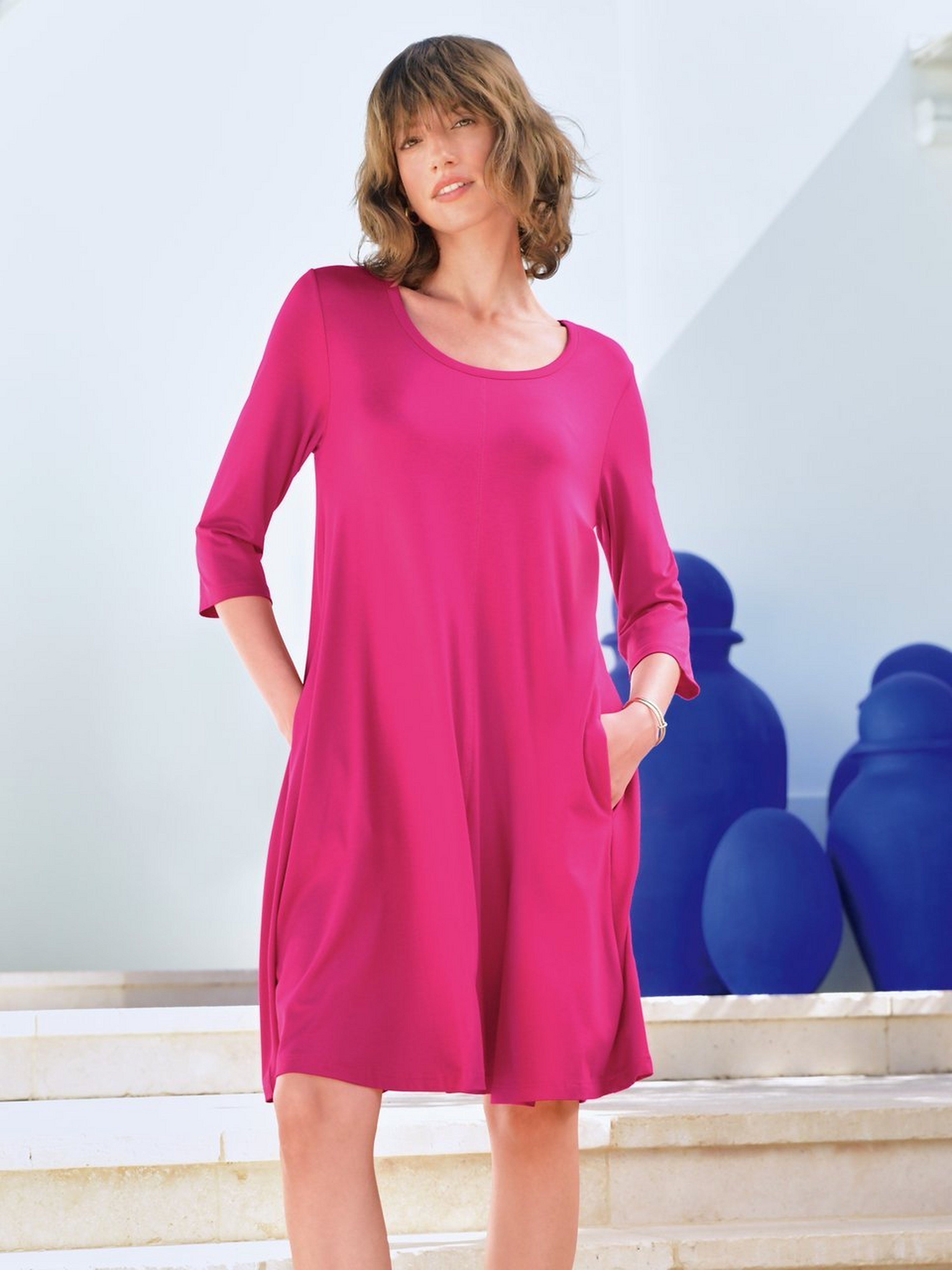 Jersey-Kleid mit 3/4-Arm