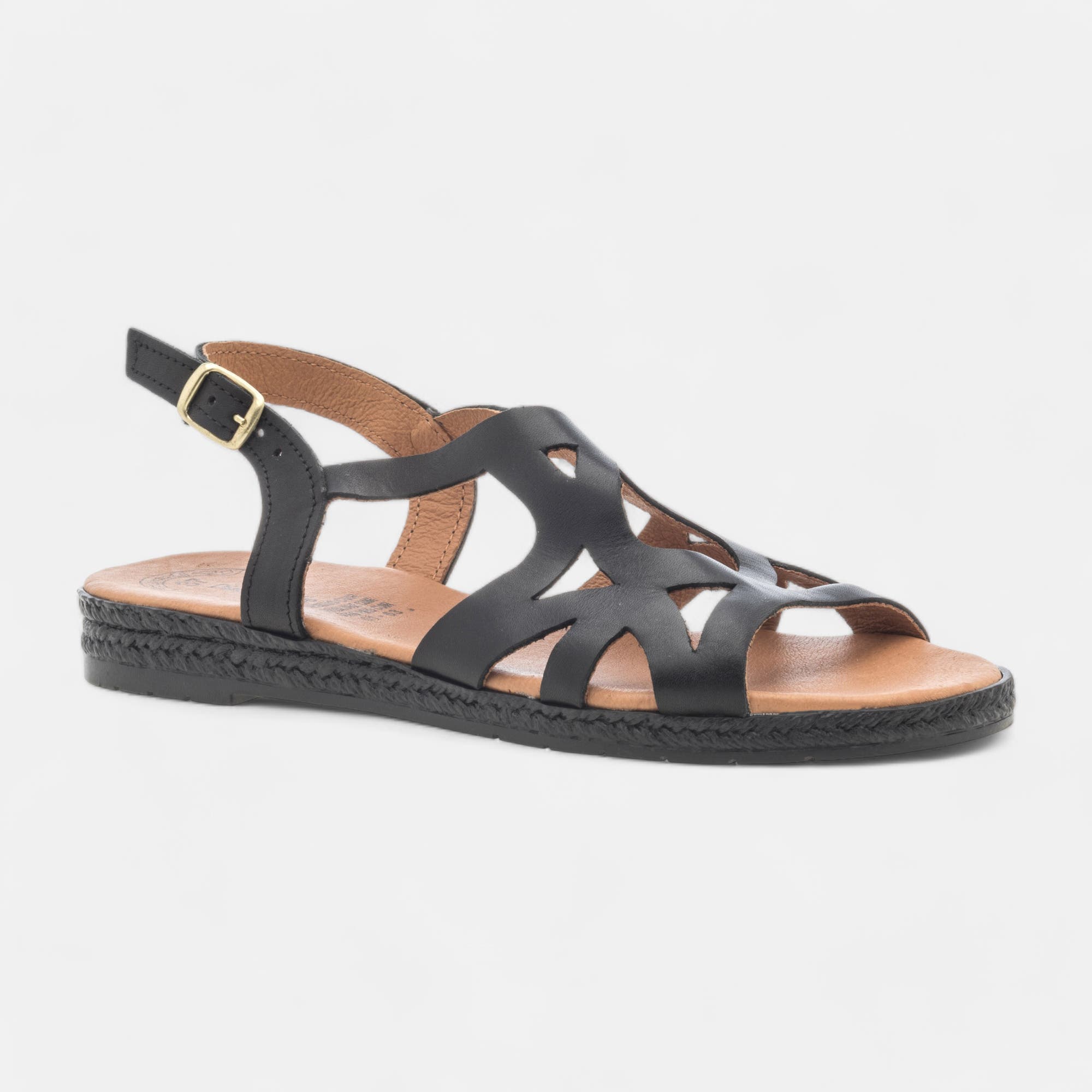 Nu-pieds Femme en cuir noir