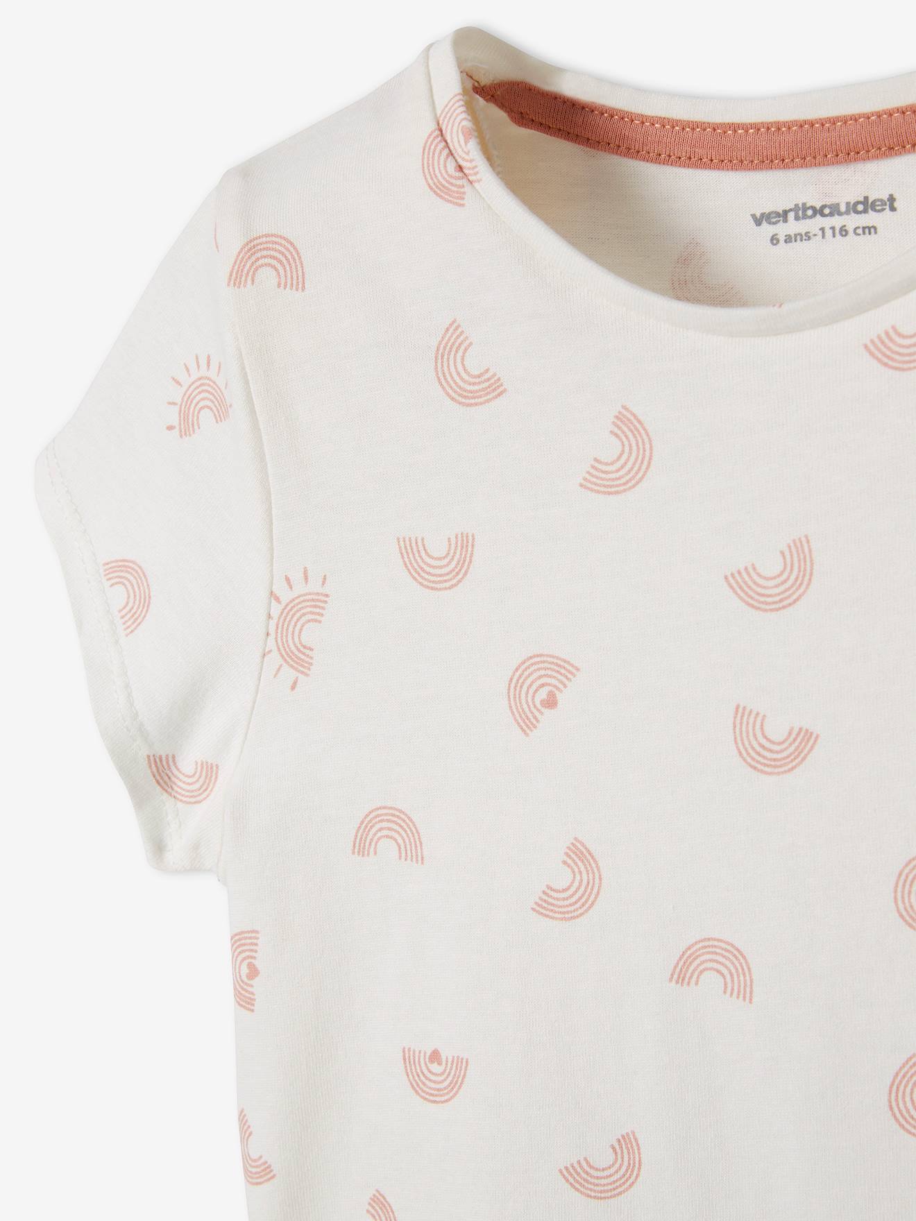 Conjunto de 3 camisetas sortidas com detalhes iridescentes, para meninas, cor damasco.
